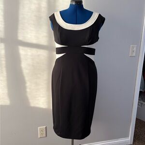 Maggy London Elegant Black and White Midi/Cocktail/black tie Dress